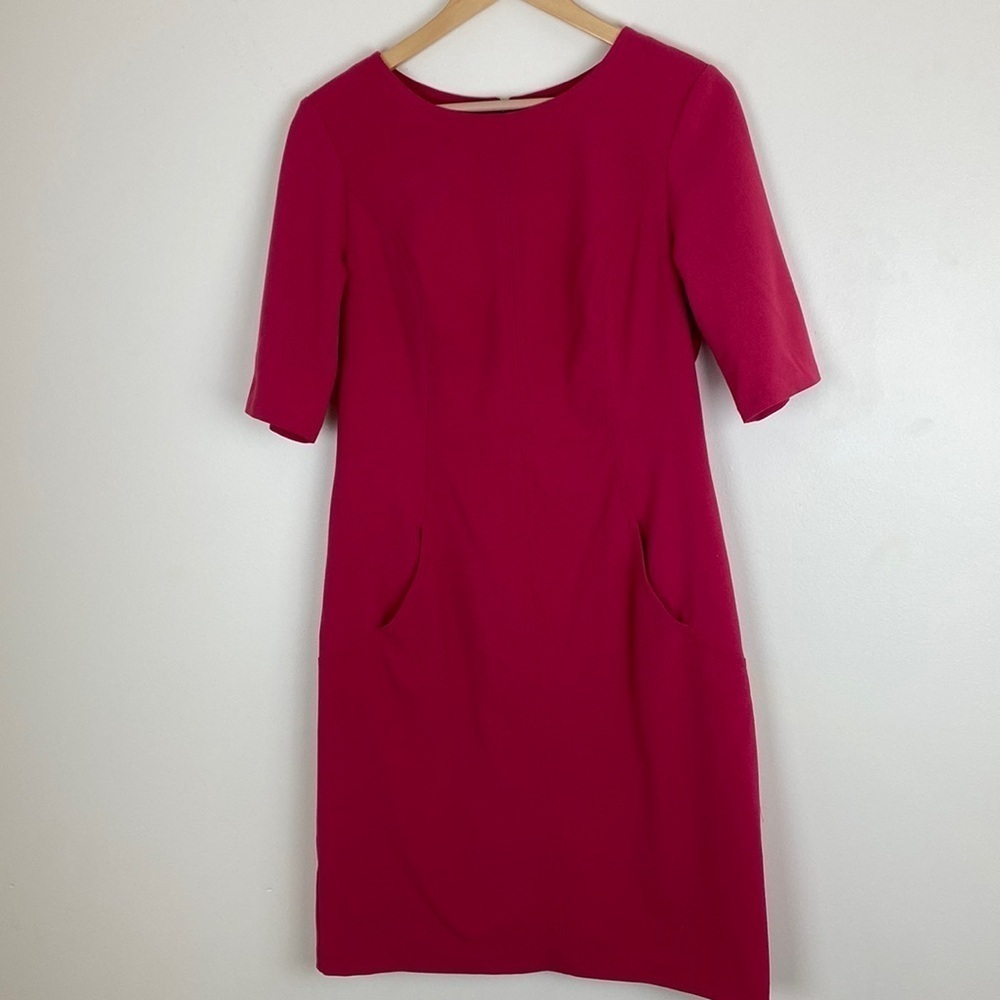Vince Camuto Woman’s Size 8 Shift Dress Pink Pockets Gold Zipper on Back Lined